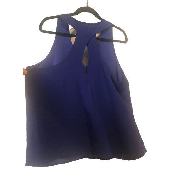 Banana Republic Petite Large Blue V Neck Tank‎ Fully Lined Keyhole - Picture 16 of 16